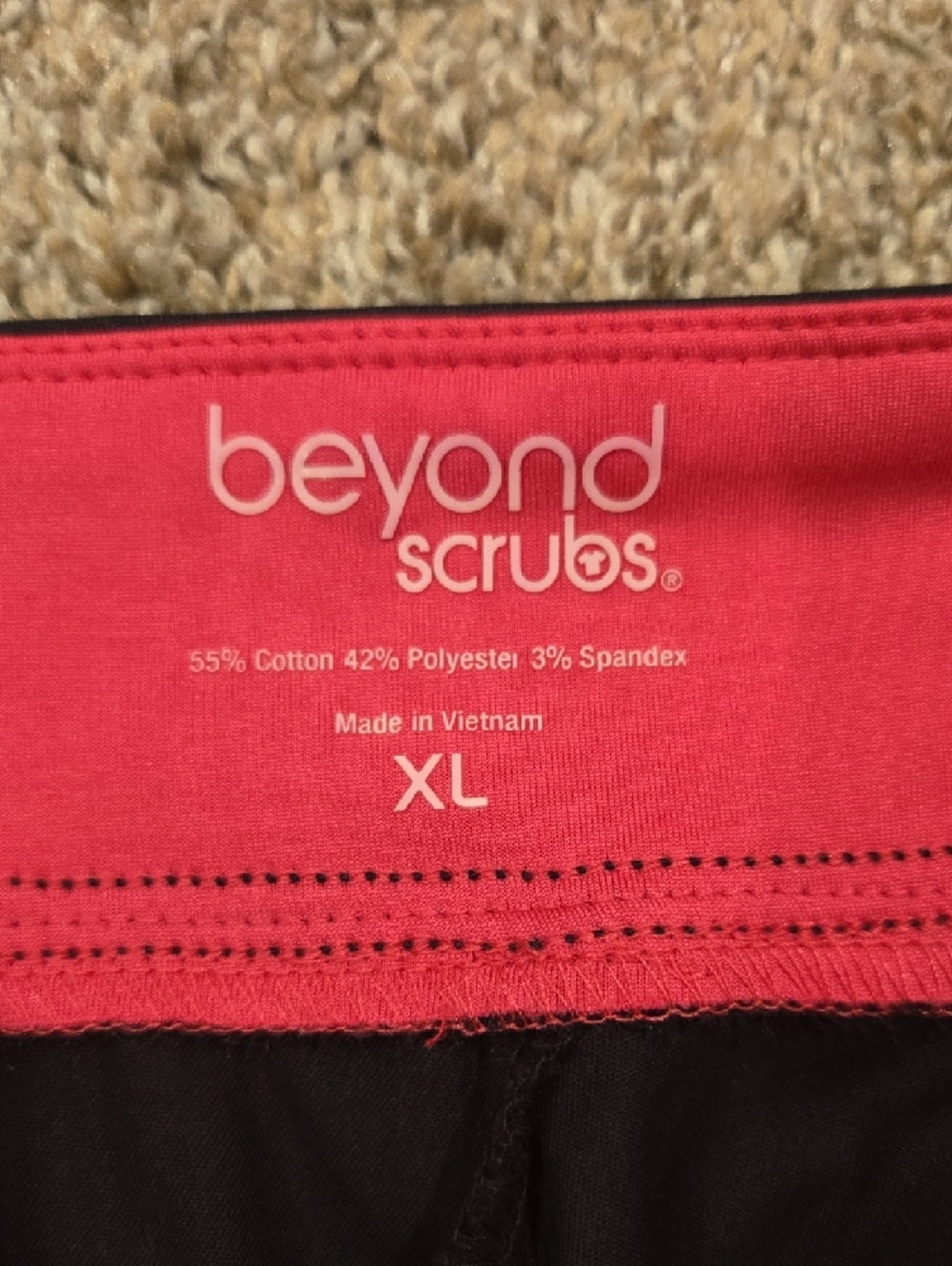 Women's Black Boot-Cut Scrub Pants with Pink Waistband Accent - Picture 3 of 4